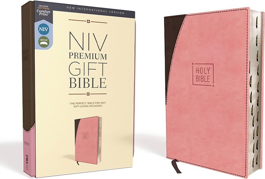 NIV, Premium Gift Bible, Leathersoft, Pink/Brown, Red Letter, Thumb Indexed, Comfort Print: The P... | Amazon (US)