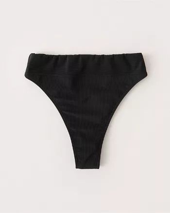 High-Waist Cheeky Ribbed Bikini Bottom | Abercrombie & Fitch (US)