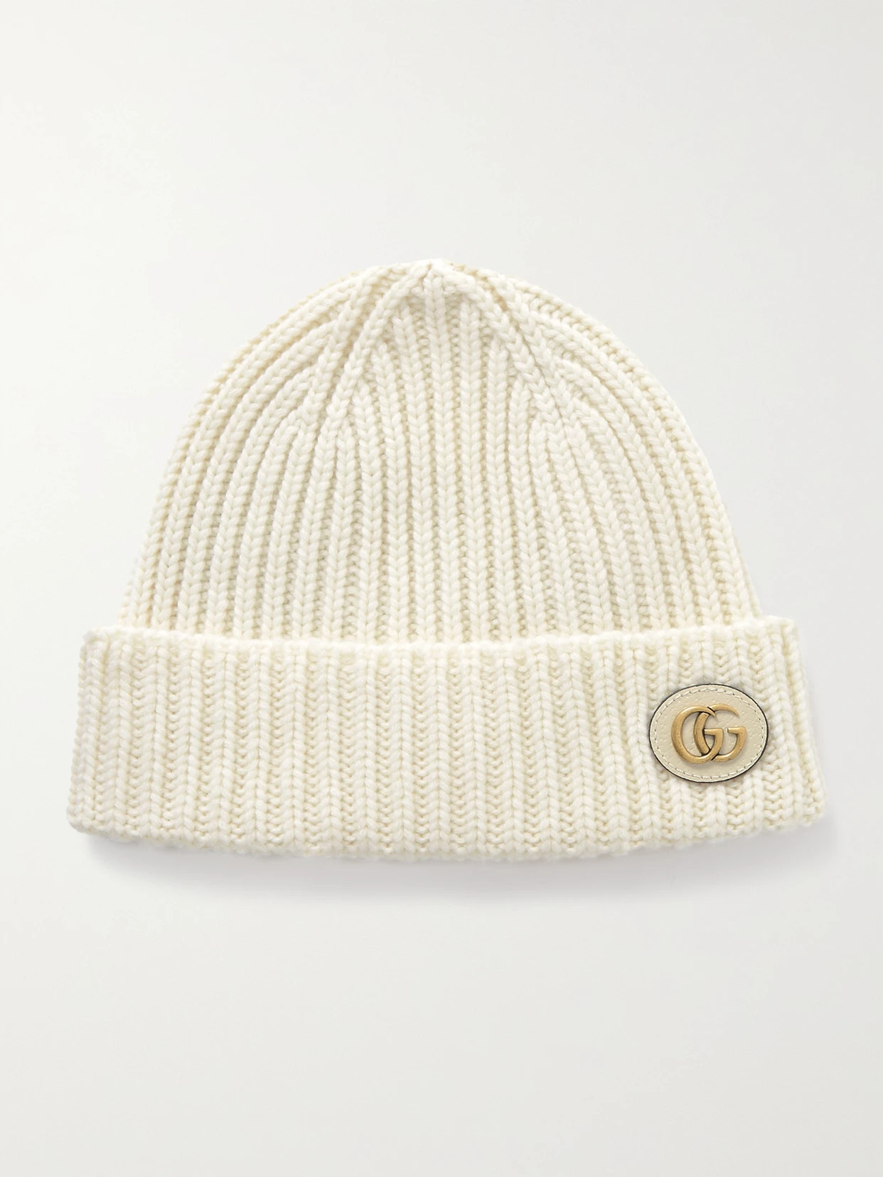 Gucci - Victor Appliquéd Ribbed Wool And Cashmere-blend Beanie - Ivory | NET-A-PORTER (US)