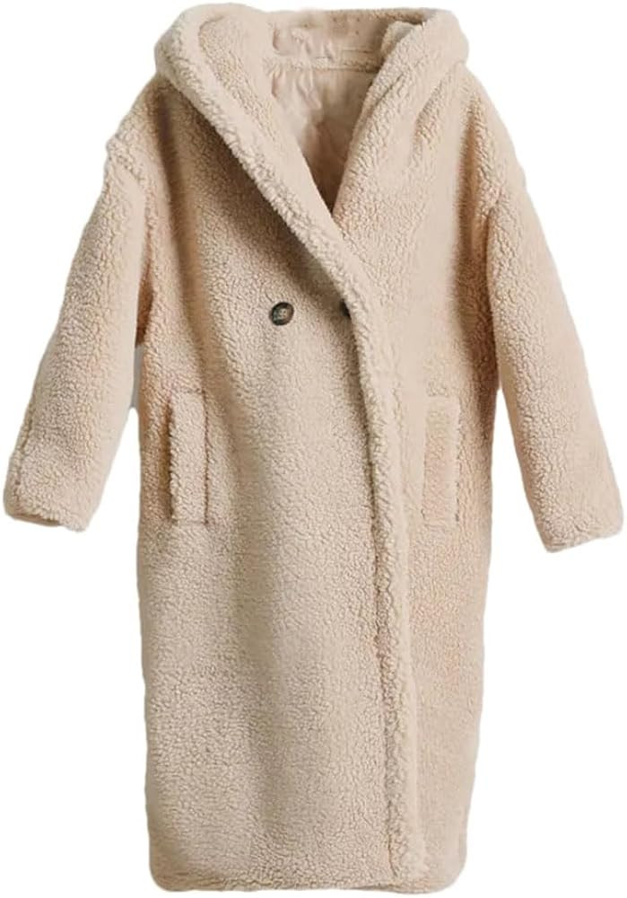 Winter Hooded Teddy Coat Women Oversized Jacket Loose Faux Fur Coats Thick Warm Long Overcoat Fur... | Amazon (US)