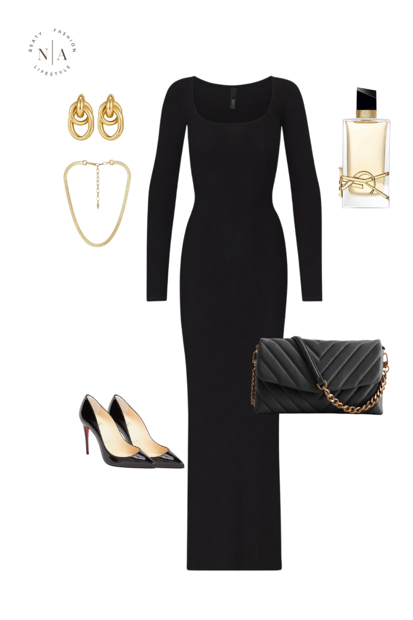 Classy night out look✨ 
I love the sleek and chic mix of gold and black in an outfit! 

Classy black dress, black dress, classy outfit, night out outfit, classy dress, night out dress, girls night outfit, date night outfit, night outfit, black dress shoes, black dress style 

#LTKshoecrush #LTKstyletip