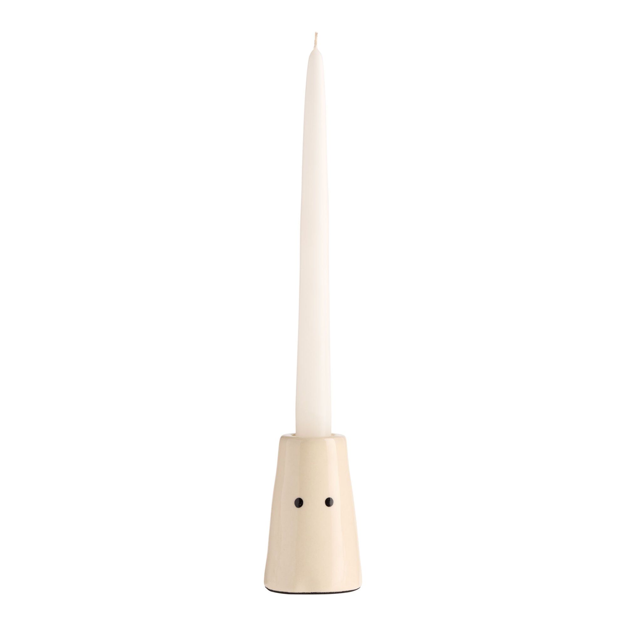 Ivory Ceramic Minimalist Ghost Taper Candle Holder | World Market