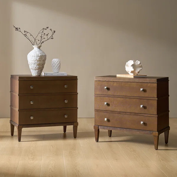 Taesan Transitional  27'' W 3-Drawer End Table with Charging Station and Solid Wood Legs | Wayfair North America