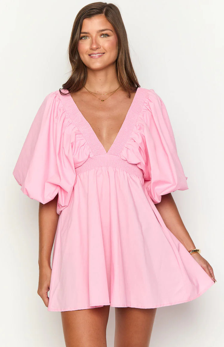 Torie Pink Short Sleeve Mini Dress | Beginning Boutique (US)