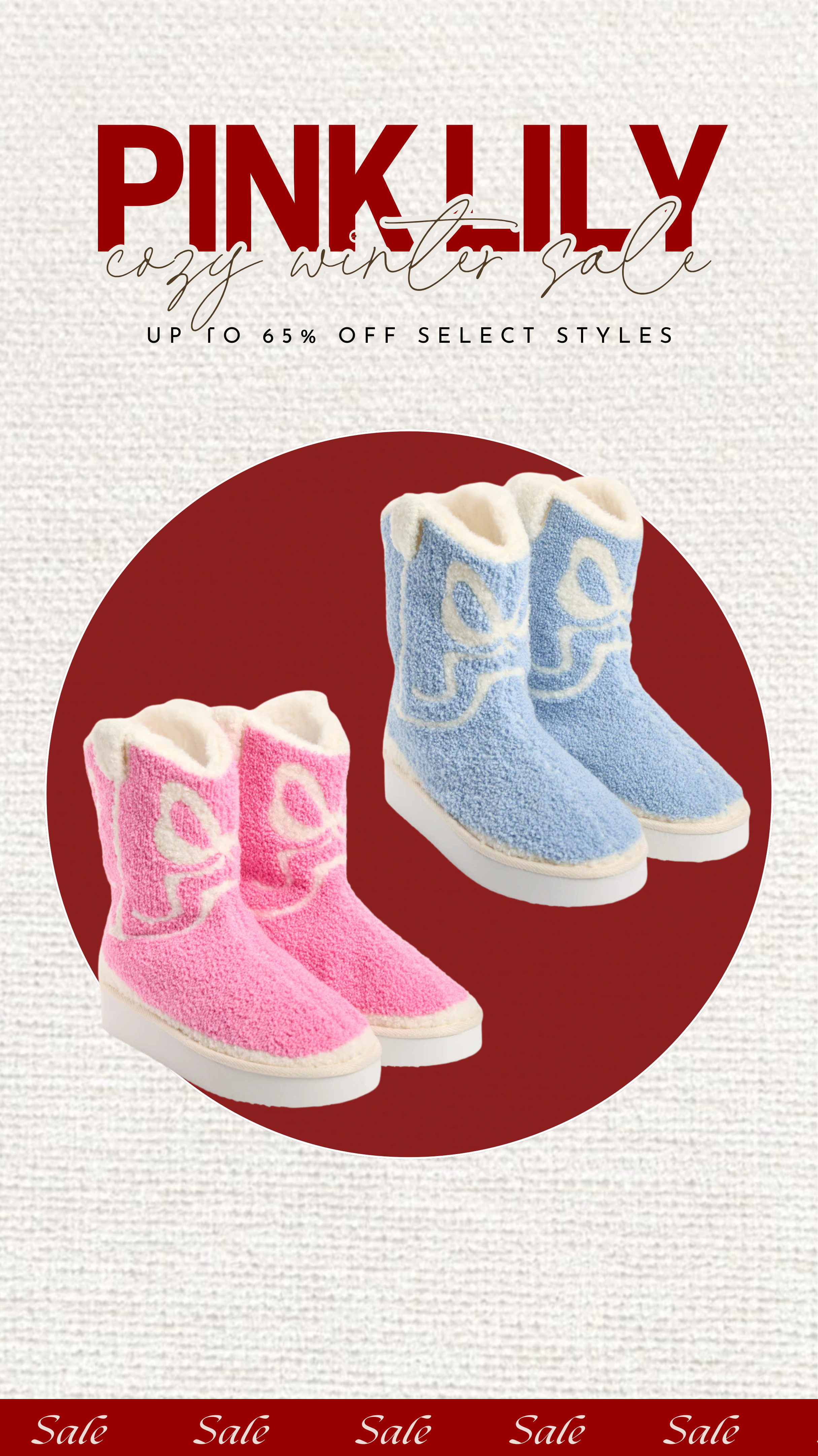 pink lily up to 65% off select styles! pink lily sale, cozy style, western boot slippers 

 

#LTKGiftGuide #LTKHoliday #LTKSeasonal