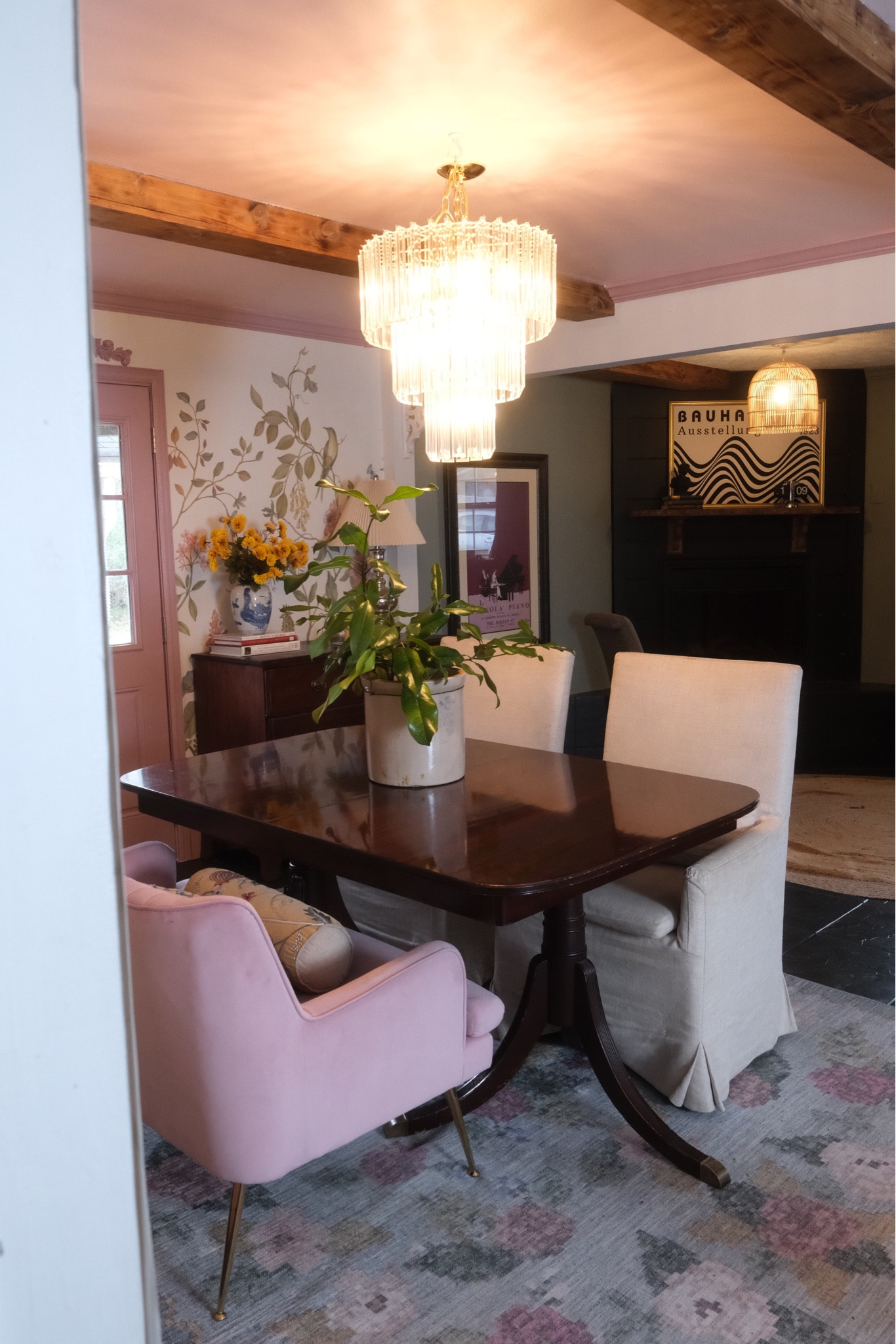 Our chinoiserie dining room!

Paint colors are cinder rose by F&B and scented valentine by PPG 

Cottage core dining room, vintage decor, regency core, fairy tile, flower, floral decor 



#LTKHome