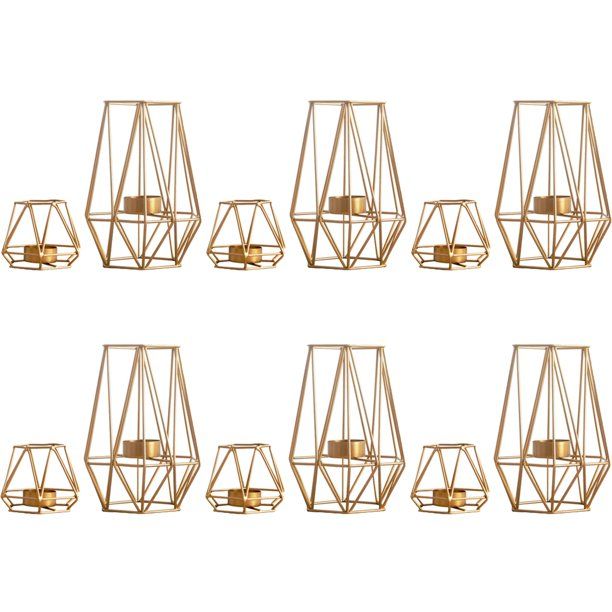 Nuptio Geometric Tealight Candle Holders Gold Table Decor Centerpiece | Walmart (US)
