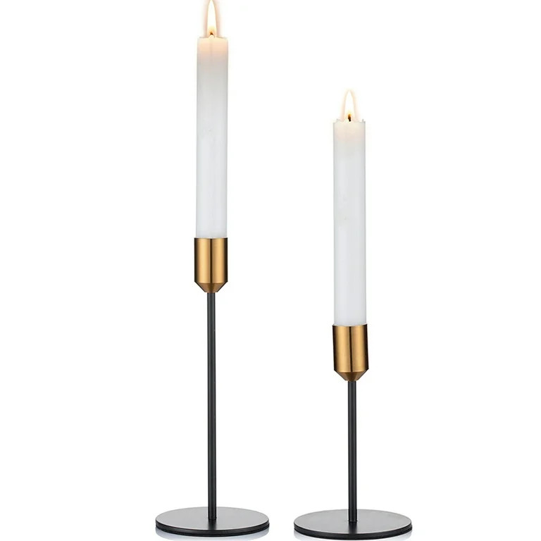 Nuptio Black Candlestick Holders Brass Taper Candle Holder, S+L - Walmart.com | Walmart (US)