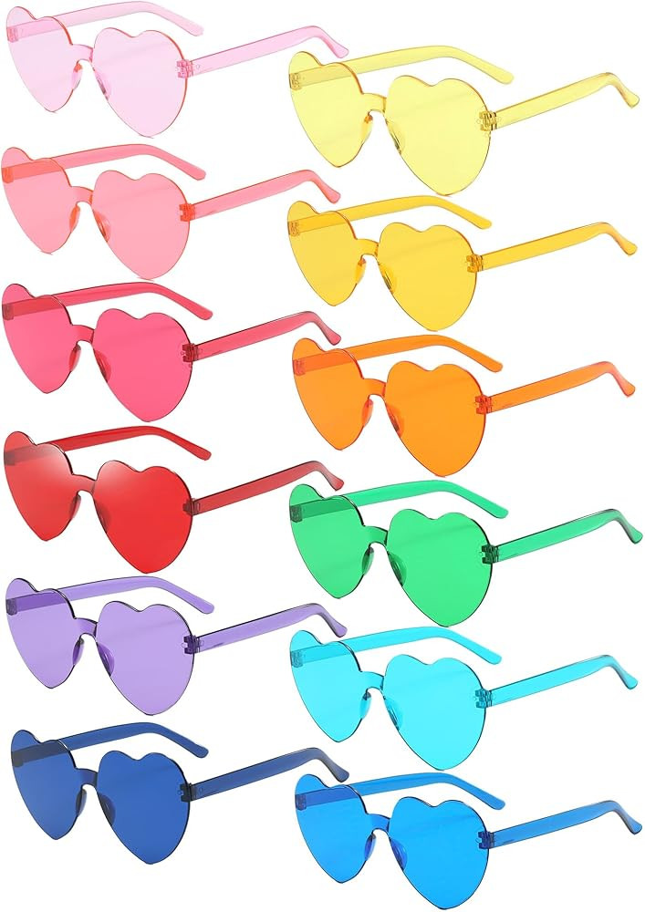 12/26/36 Pairs Rimless Heart Shaped Sunglasses Transparent Glasses Bulk Fun Sunglasses for Party ... | Amazon (US)