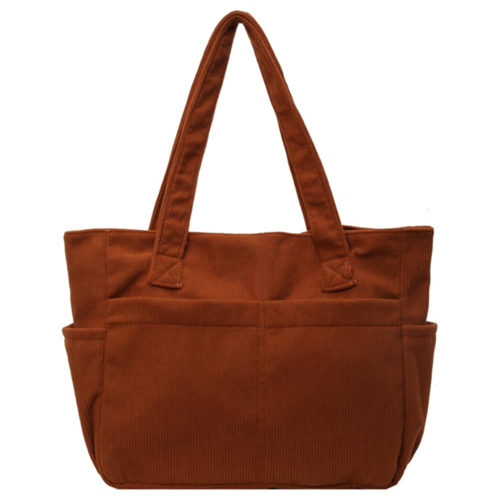 Corduroy Shoulder Tote Bag for Women, Lightweight Handbag with Multiple Pockets & Zipper Closure,... | Amazon (US)