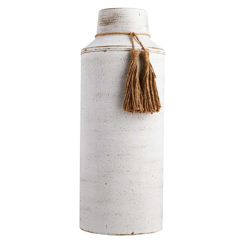White Tassel Metal Vase, 16" | At Home