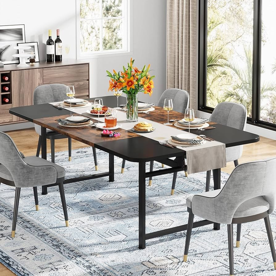 Tribesigns Dining Table for 6 People, 70.87" Long Dining Room Table with Heavy Duty Metal Frame, ... | Amazon (US)