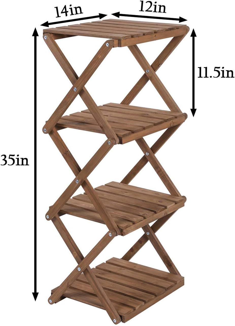 Sunnyglade 4-Tier Foldable Flower Rack Plant Stand Wood Shelf Multipurpose Utility Storage Rack B... | Amazon (US)