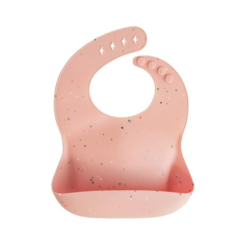 mushie Silicone Baby Bib | Adjustable Fit Waterproof Bibs (Powder Pink Confetti) | Amazon (US)