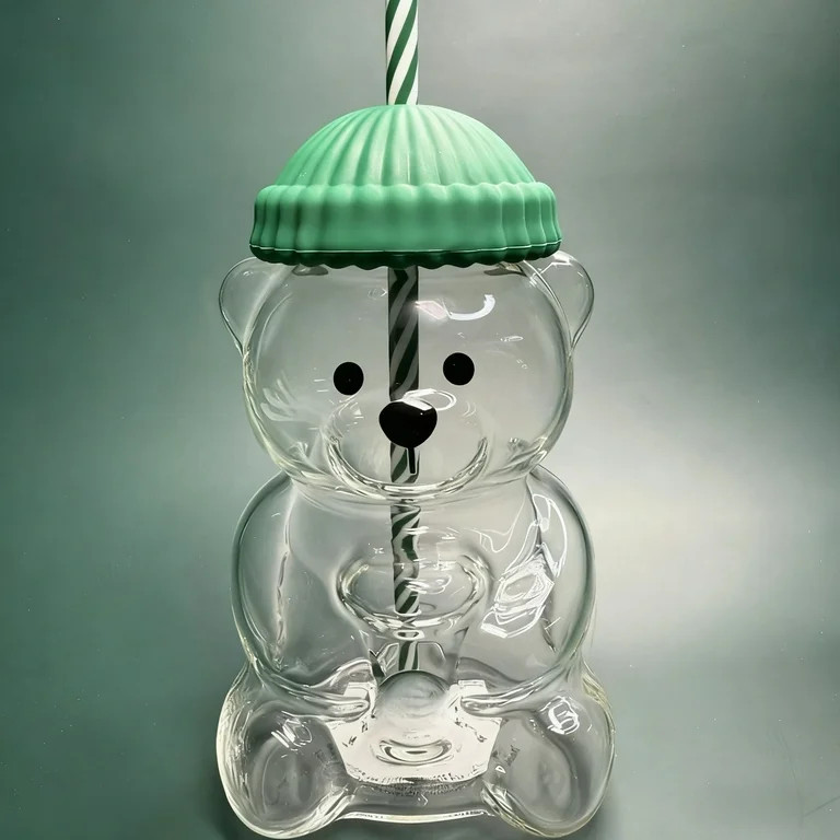 2025 New Bear Straw Cup, Cute Bear Glass Cup With Straw 20oz, Cute Mugs, Coffee Beer Wine Cocktai... | Walmart (US)