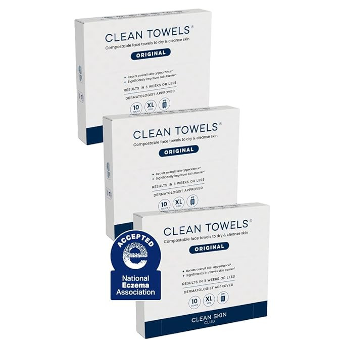 Clean Skin Club Clean Towels XL®, Travel Pack 100% USDA Biobased Disposable Face Towel, Eczema A... | Amazon (US)