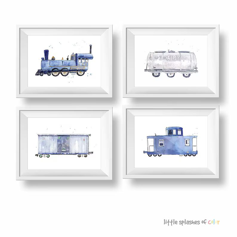 Set of 4 Navy Blue Train Printables Train Wall Art Toddler | Etsy | Etsy (US)