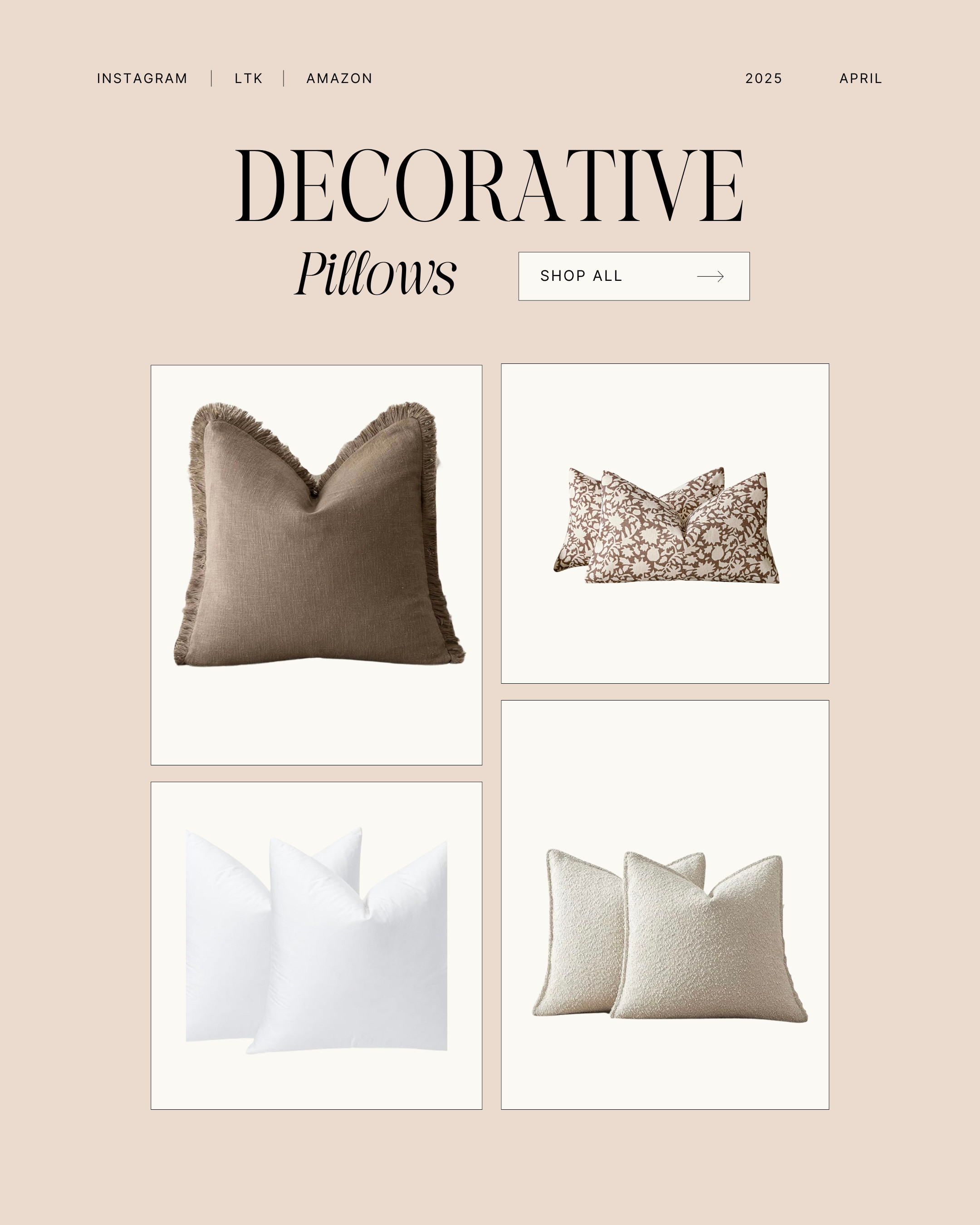 The perfect combo of decorative pillows for the neautral bed! 

 #LTKHome #LTKFindsUnder50