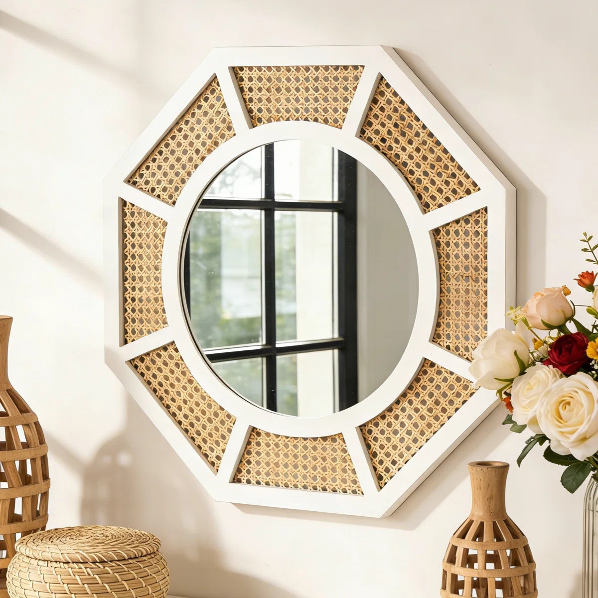 Brandy Rattan Wall Mirror Boho Mirror | Wayfair North America