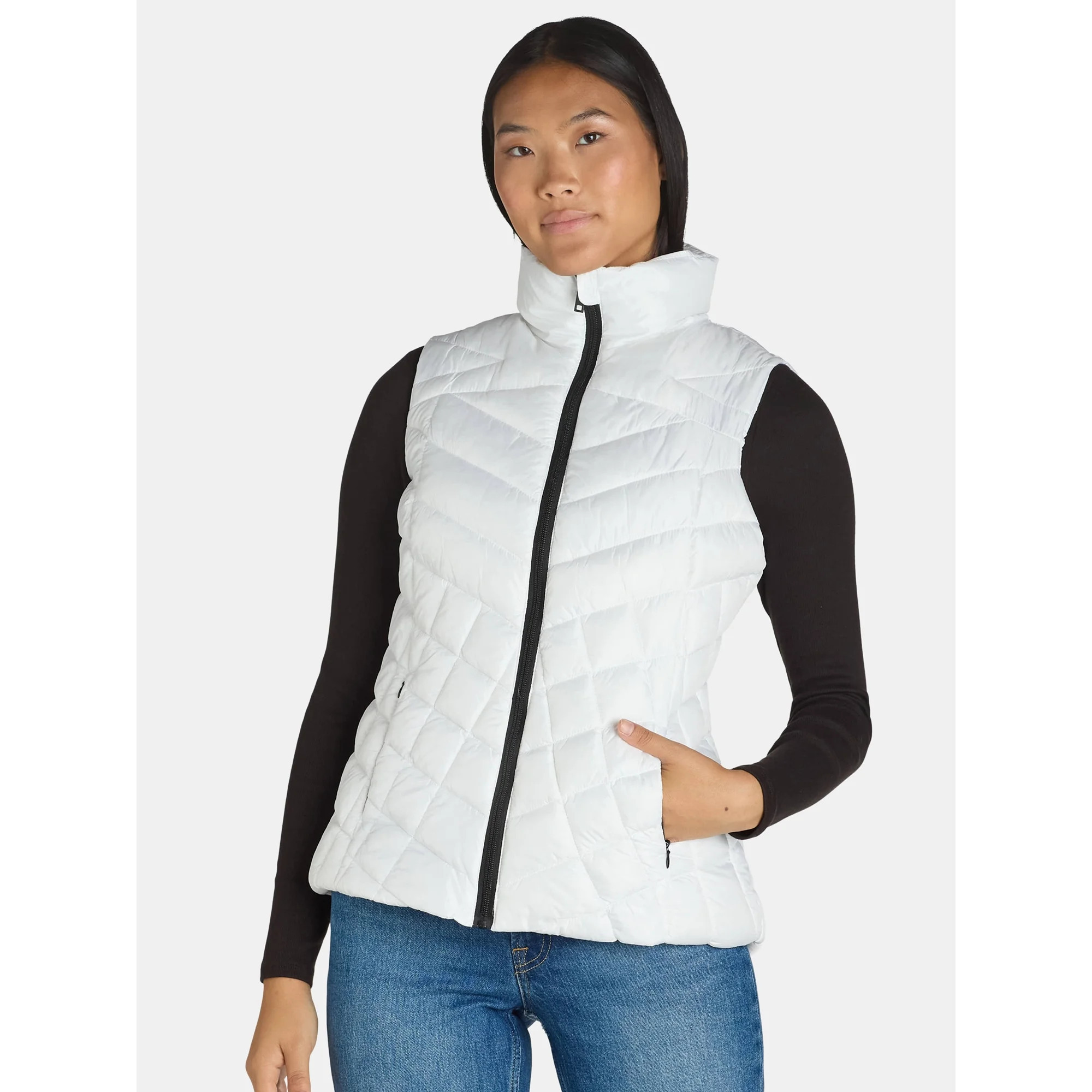Big Chill Women's Chevron Quilted Puffer Vest, Midweight, Sizes S-3X | Walmart (US)