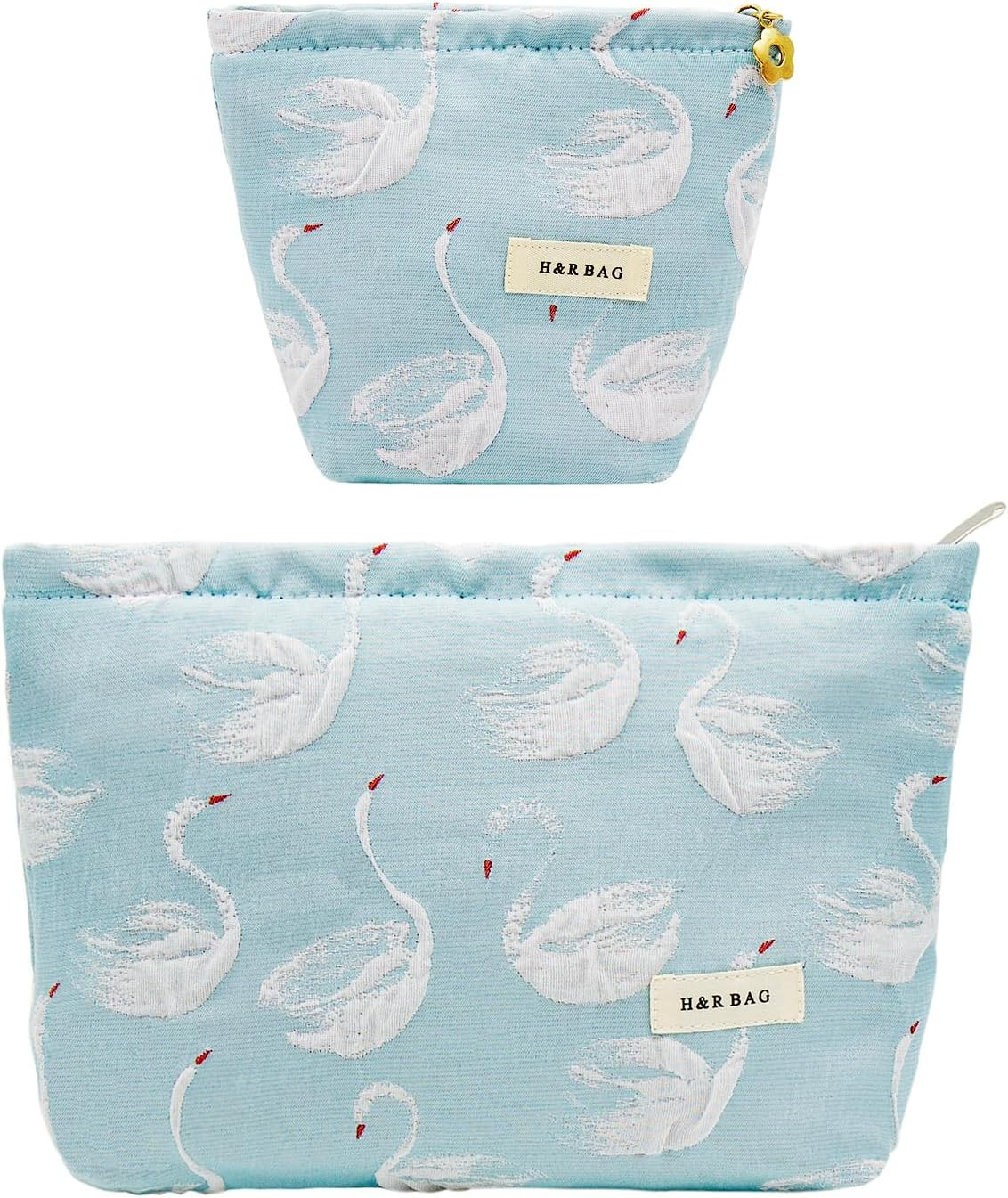 getgto 2 Pcs Makeup Bags, Large Cosmetic Bag Travel Toiletry Bag Organizer for Women, Embroidery ... | Amazon (US)