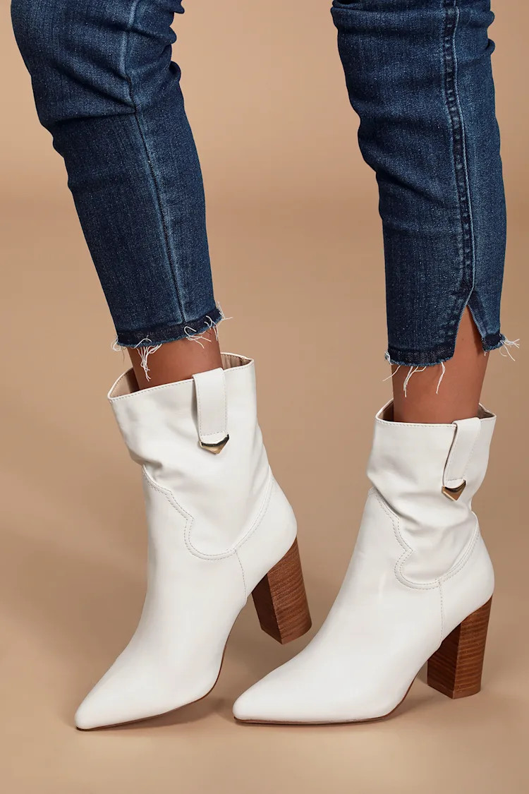 Taryne White Pointed-Toe Ankle Booties | Lulus (US)