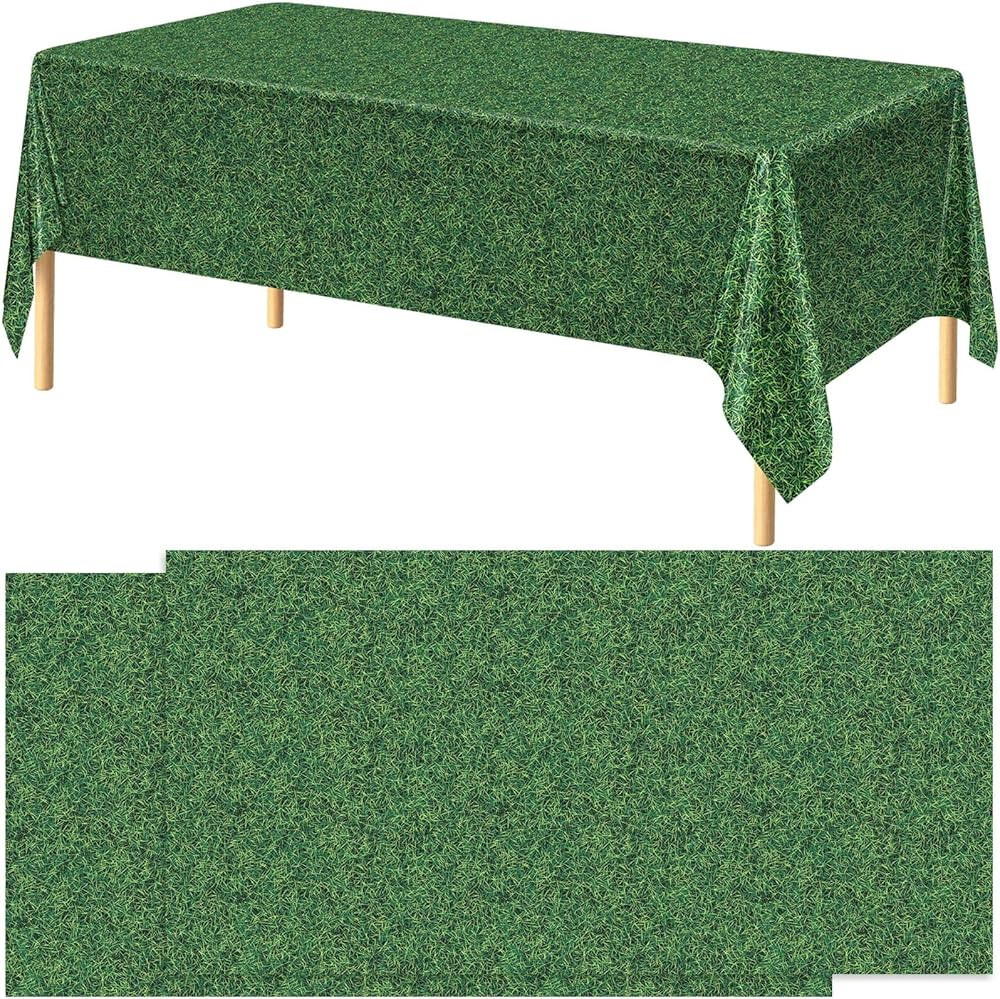 durony 2 Pack Green Grass Field Plastic Tablecloth Grass Print Table Covers 54 x 108 Inches Sport... | Amazon (US)