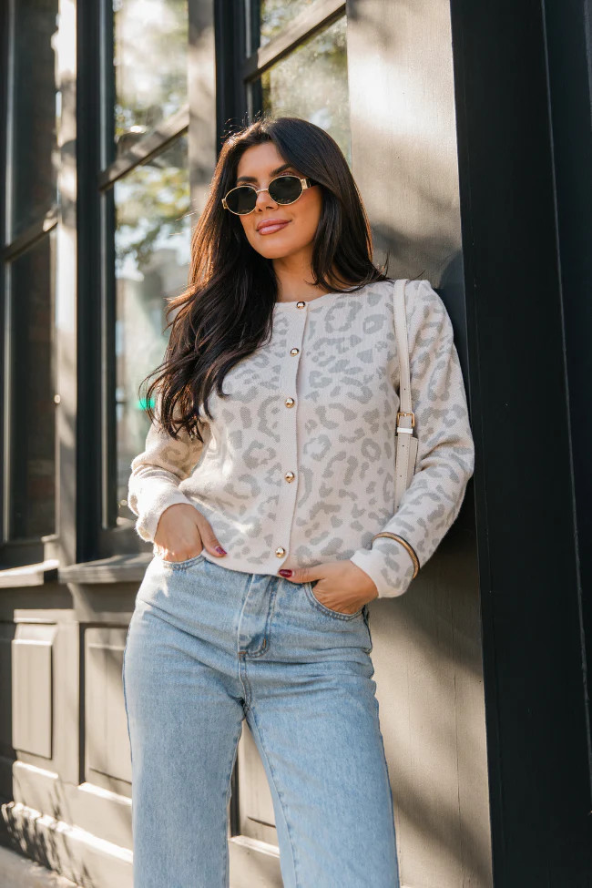Dream Big Taupe Leopard Cardigan FINAL SALE | Pink Lily