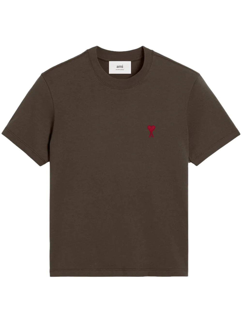 AMI Paris logo-embroidered T-shirt | Brown | FARFETCH CA | Farfetch Global