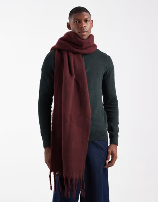 ASOS DESIGN woven brushed scarf in burgundy  | ASOS | ASOS (Global)