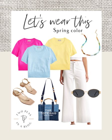 Outfit idea. Spring style. What to wear. Style tip. White denim. 

#LTKSeasonal #LTKover40 #LTKitbag