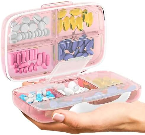 Travel Pill Organizer - Airtight Medicine Case for Traveling Portable Pharmacy Box with Labels Vi... | Amazon (US)