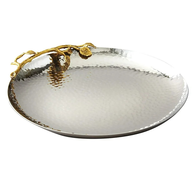Elegance Golden Vine Hammered Round Tray, 10.75-Inch, Silver/Gold | Walmart (US)