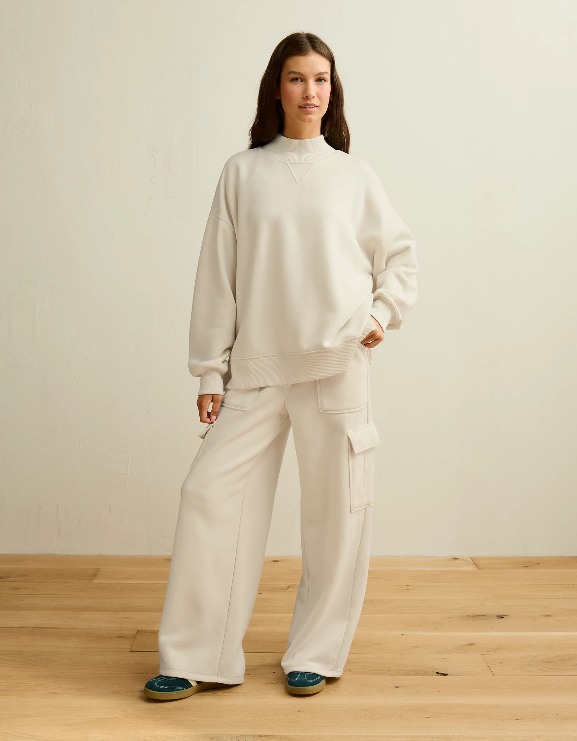 AE Everyday Luxe Mock Neck Sweatshirt | American Eagle Outfitters (US & CA)