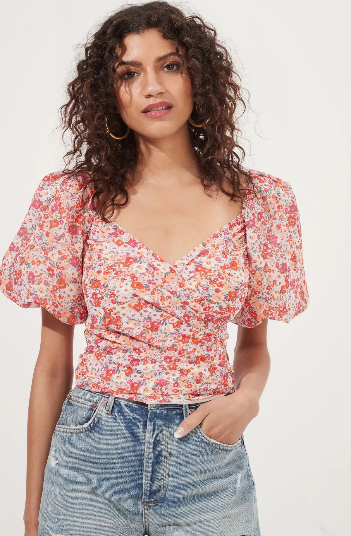 Sonnet Floral Puff Sleeve Top | ASTR The Label (US)