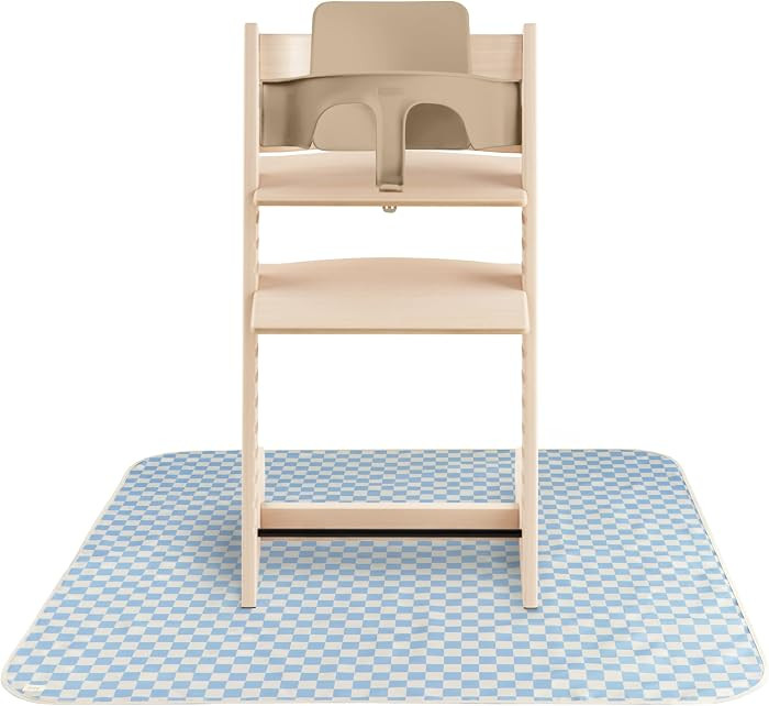 mushie Baby Splat Mat 42.5x42.5 Inch (Blue Check) | Water Resistant for Under High Chair and Infa... | Amazon (US)