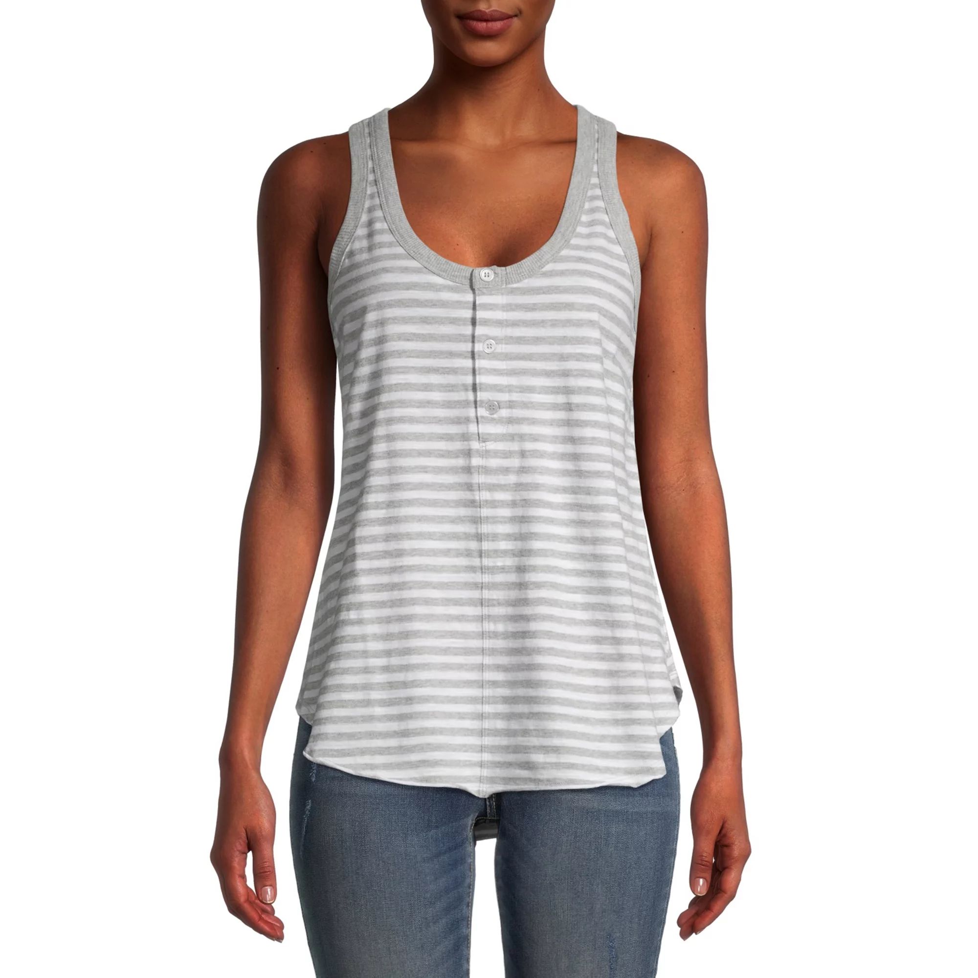 Time and Tru Women's Rib Henley Tank Top | Walmart (US)