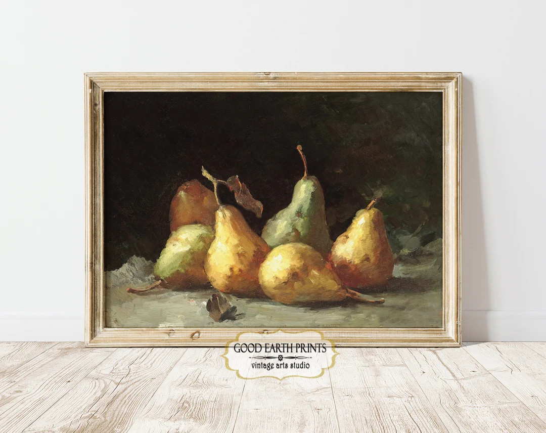 Vintage Kitchen Still Life Paintingantique Pear - Etsy | Etsy (US)