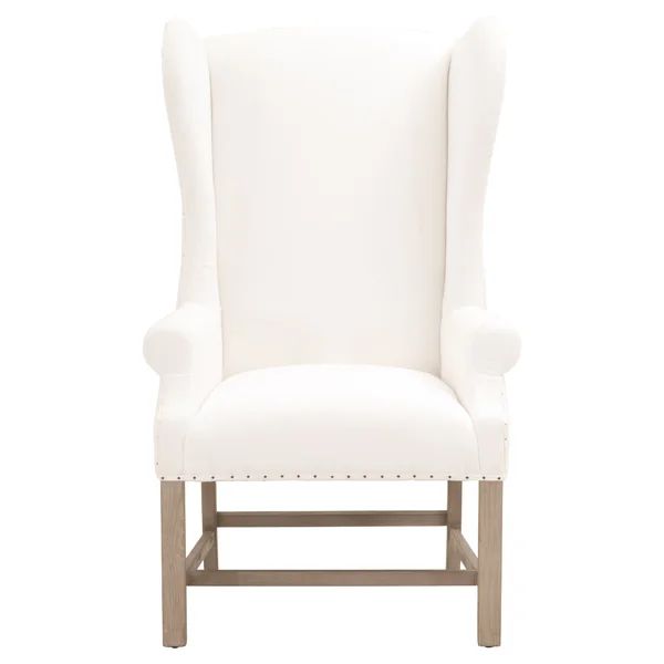 Claireville Fabric Wingback Arm Chair in White | Wayfair Professional