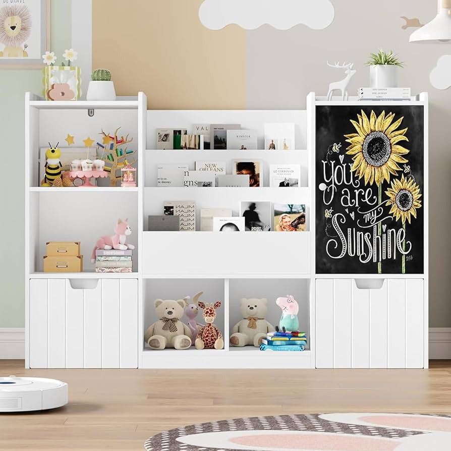 finetones Toy Storage Organizer, 55.1” Large Toy Organizer and Storage with Chalkboard, Kids Bo... | Amazon (US)