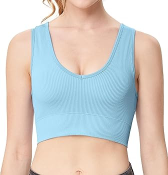 Attifall Women's 3 Pack Ribbed Racerback Crop Tank Top Seamless V-Neck Athletic Workout Cropped T... | Amazon (US)