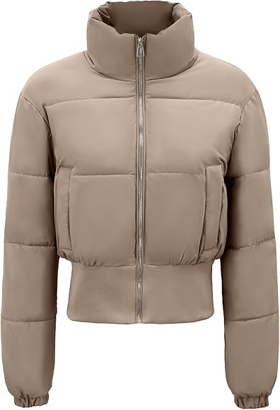 Ogfao Womens Cropped Puffer Jackets Long Sleeve Short Puffy Quilted Jackets Winter Coat With Pock... | Amazon (CA)