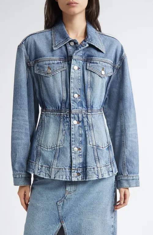 Stella McCartney Mixed Wash Denim Fitted Jacket in Two Tonal Denim Wash at Nordstrom, Size Medium | Nordstrom