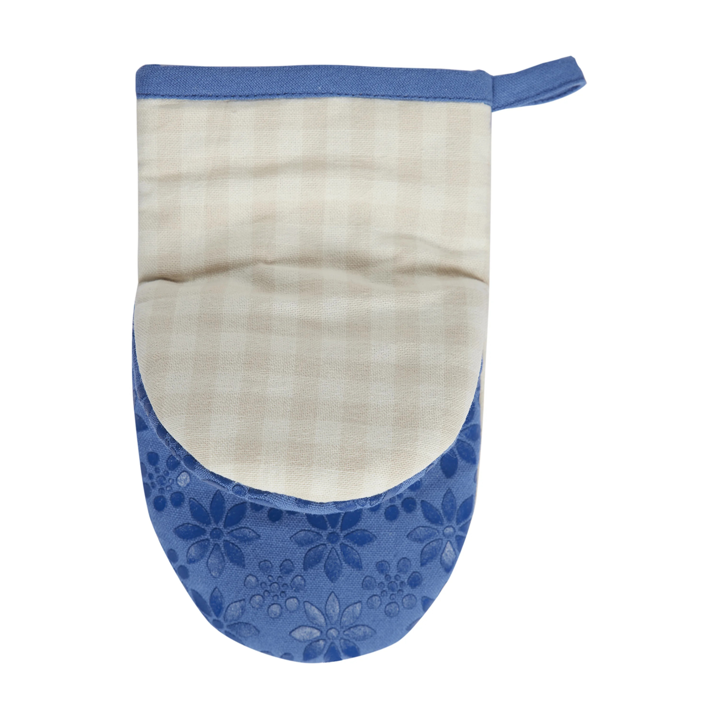 The Pioneer Woman 100% Cotton Mini Mitt Set, Blue & Taupe Gingham, 5.5" x 8" | Walmart (US)