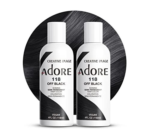 Adore Semi Permanent Hair Color (118 Off Black) (2 Pack) | Vegan & Cruelty-Free Black Hair Dye | No Ammonia, No Peroxide, No Alcohol | 4 Fl Oz | Amazon (US)