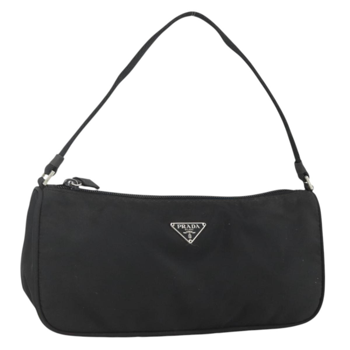 PRADA Hand Pouch Nylon Black Silver Auth SW2226A | eBay US