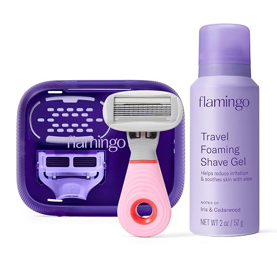 Flamingo Travel Razor Kit for Women - Body & Pubic Razor - Mini Handle, 2 Blade Refills, 1 Travel... | Amazon (US)