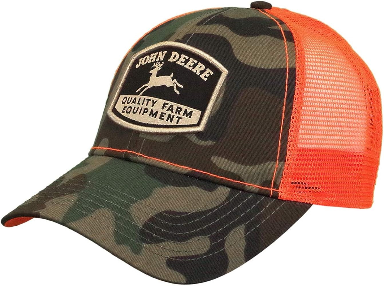 John Deere Tractors Men's Patch Camo Hat with Blaze Orange Mesh Back | Amazon (US)