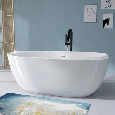 67'' x 30'' Freestanding Soaking Acrylic Bathtub | Wayfair North America