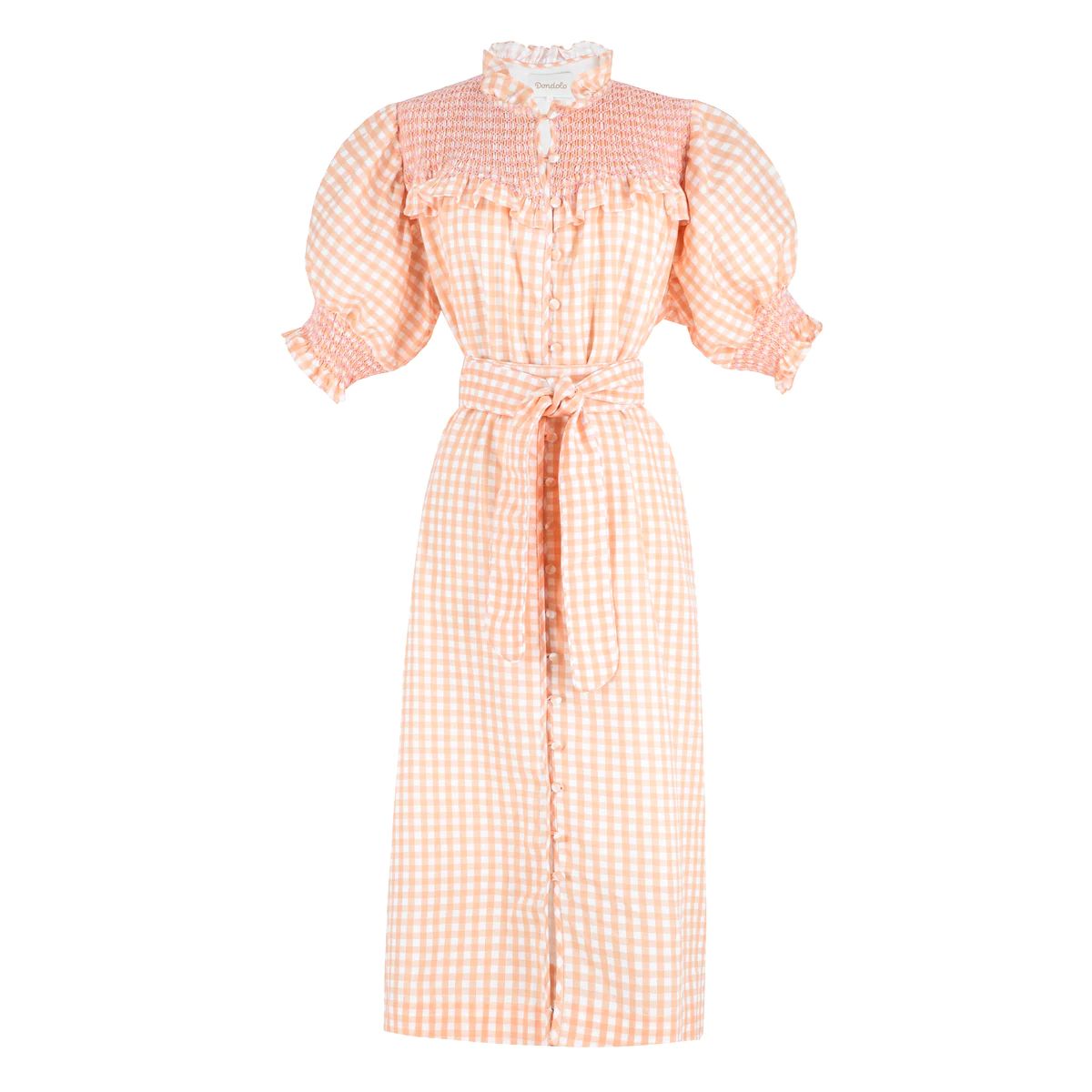 Women's Gen Dress - Peach Gingham/ Pink | Dondolo